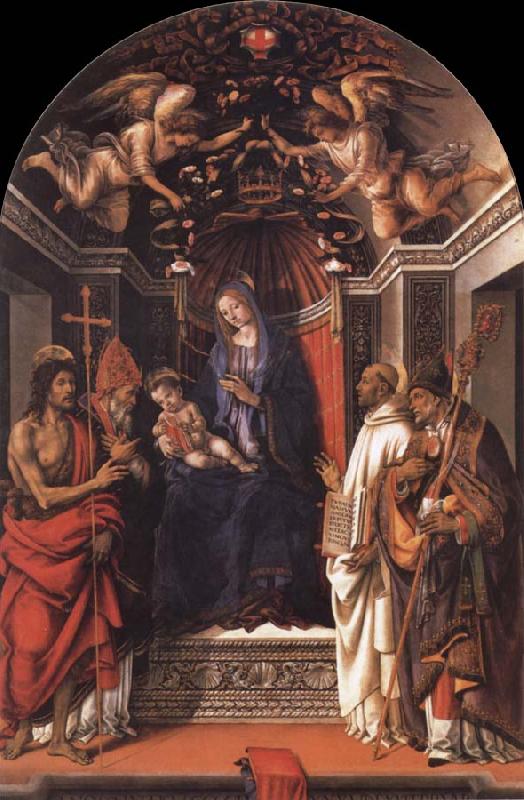 Fra Filippo Lippi Madonna and the child Enthroned with Saint john the Baptist,Victor,Bermard and Zenobius oil painting image